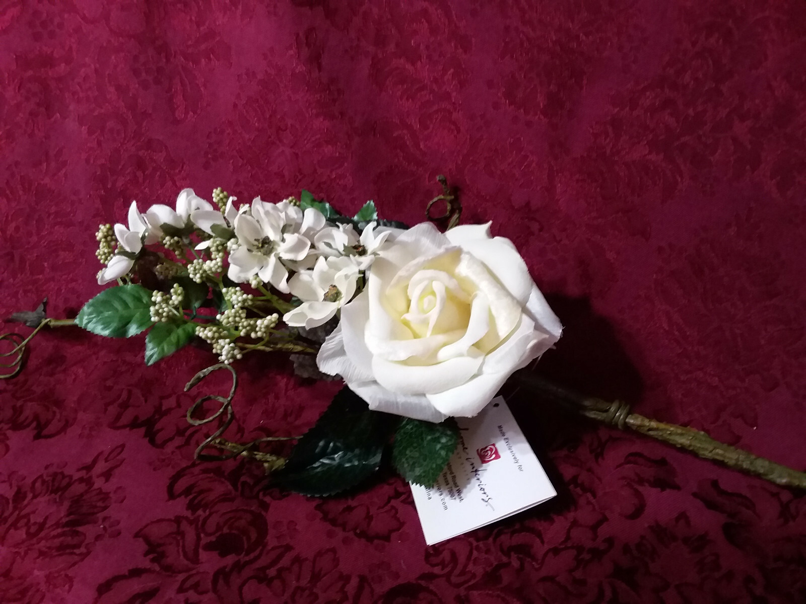 Home Interiors Silk White Rose Spray – NEW/FREE SHIPPING
