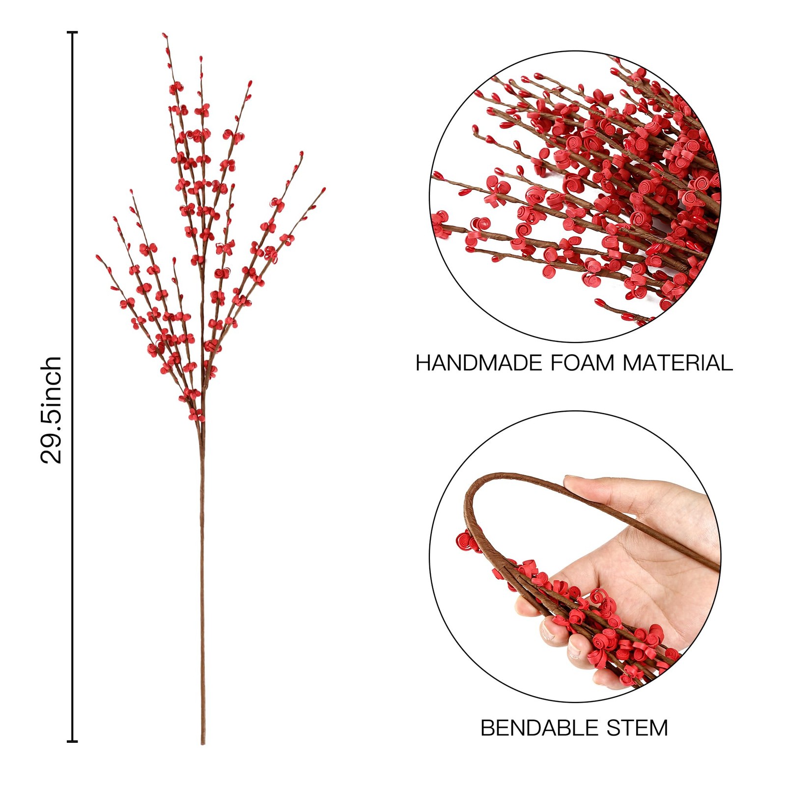 10 PCS 29.5 Inch Red Artificial Jasmine Fake Flower Branch Party Decor