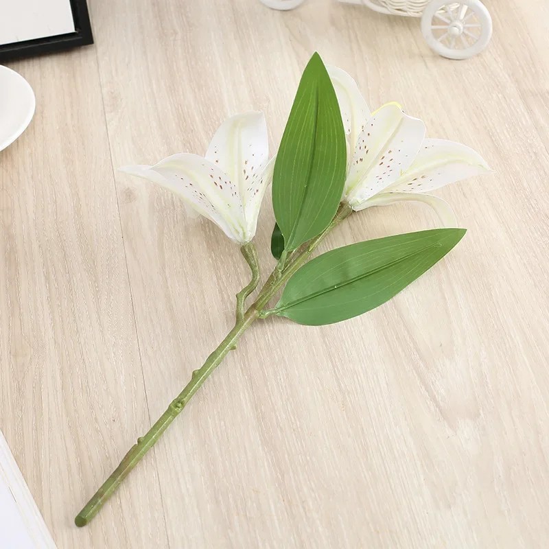 NEW 3D Printed White Lily Artificial Flowers Real Look for Wedding Home Decor