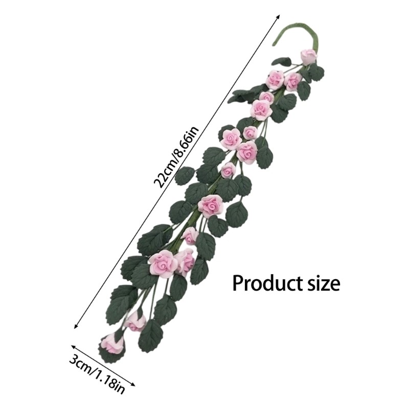 1/12 Miniature Flower Vine Realistic Artificial Rose Flower Garden Scene Display