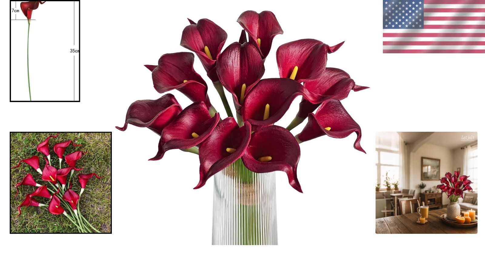 Real Touch 12 Count Dark Red Calla Lilies – Ideal for Bouquets & Centerpieces