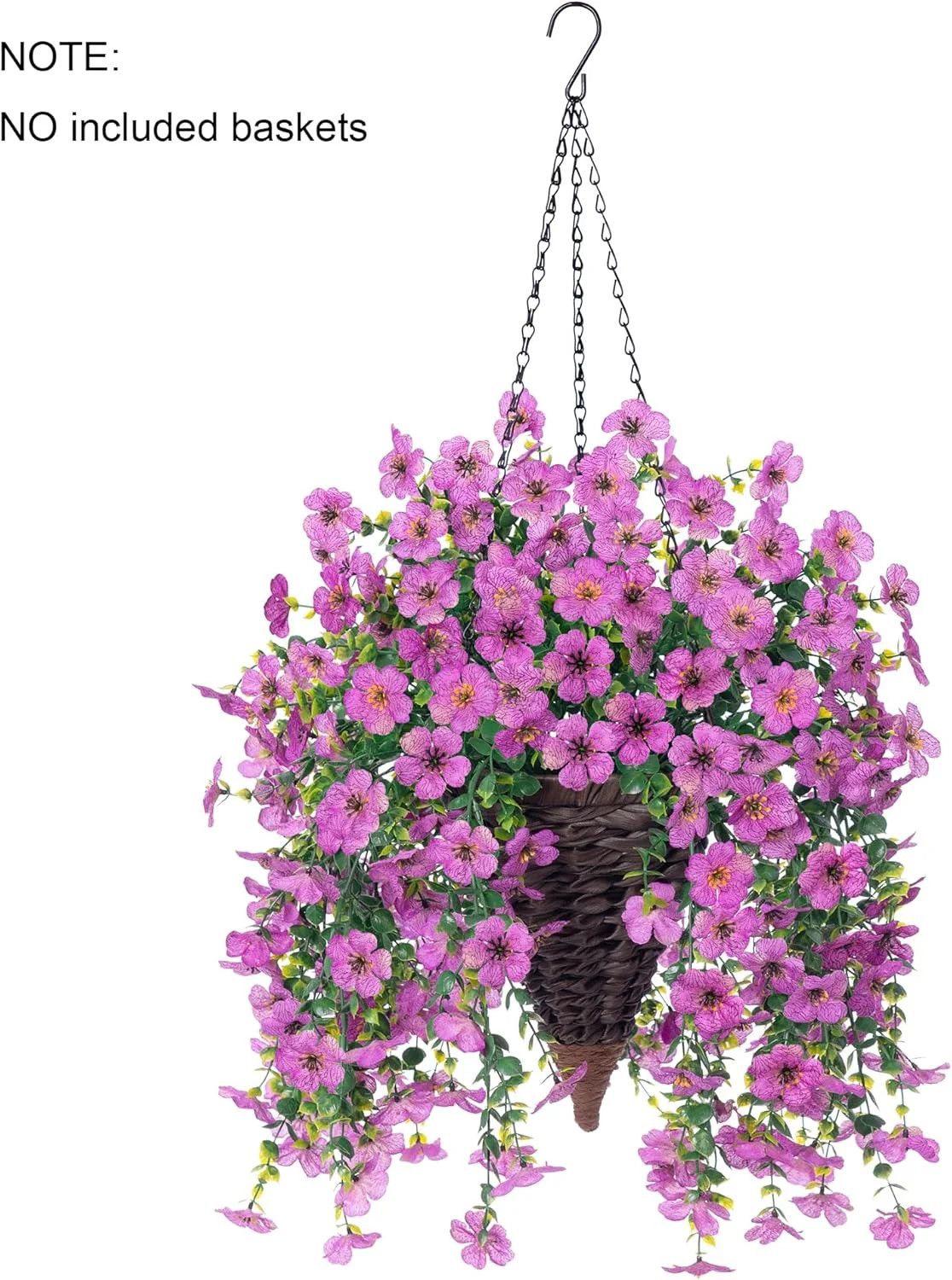 Artificial Faux Hanging Flowers Plants for Outdoor Decor, 2 PCS Outside Fake Sil