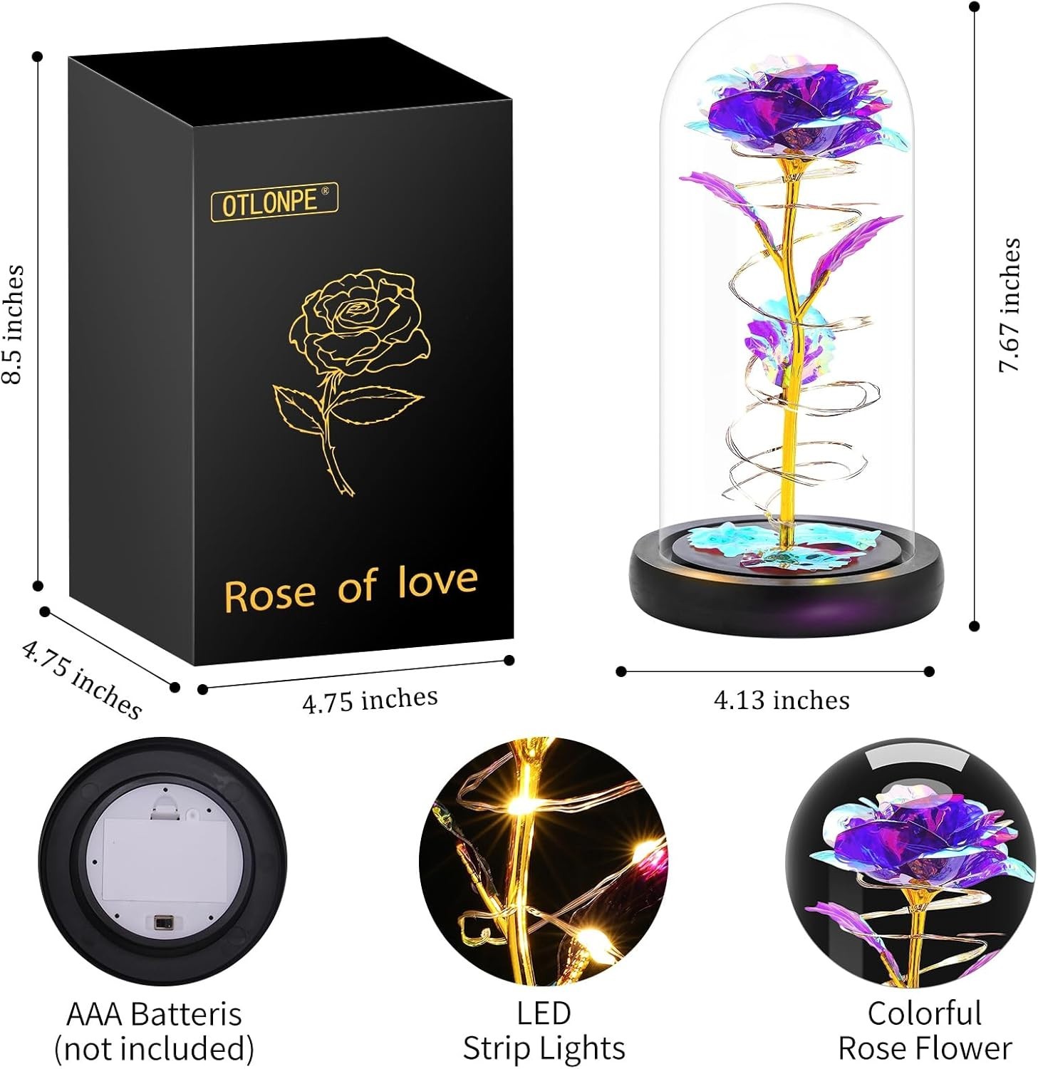 Enduring Glass Forever Rose with Enchanting LED Light – Meaningful Romantic Gift