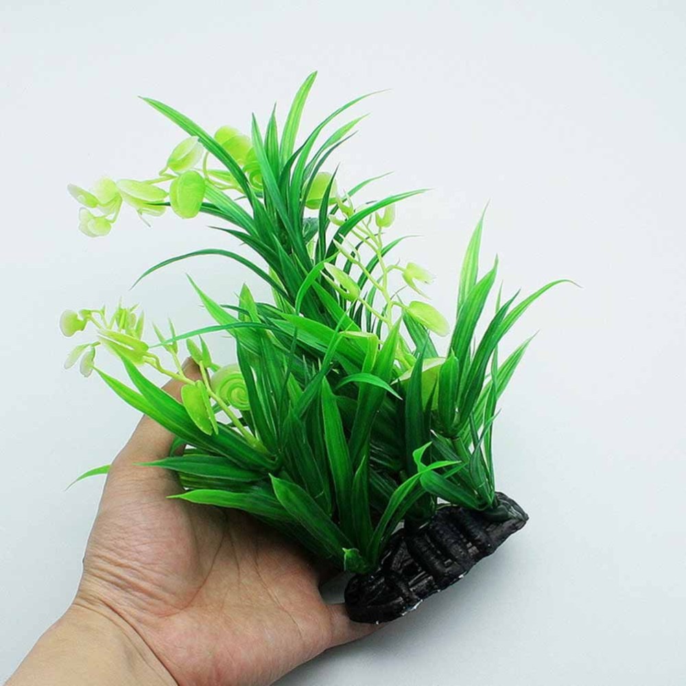 Green Artificial Aquarium Plants Plastic Material Non Scratch for Fish Tanks