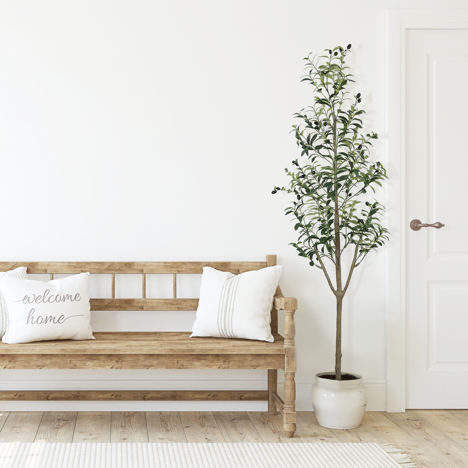 6FT Single Stem Fake Olive Tree, Potted Artificial Floor Decor Plant
