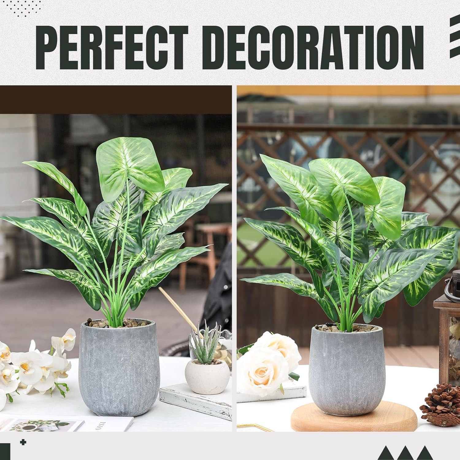 Eco-Friendly 16” Artificial Potted Taro Leaves – Perfect for Any Indoor Space