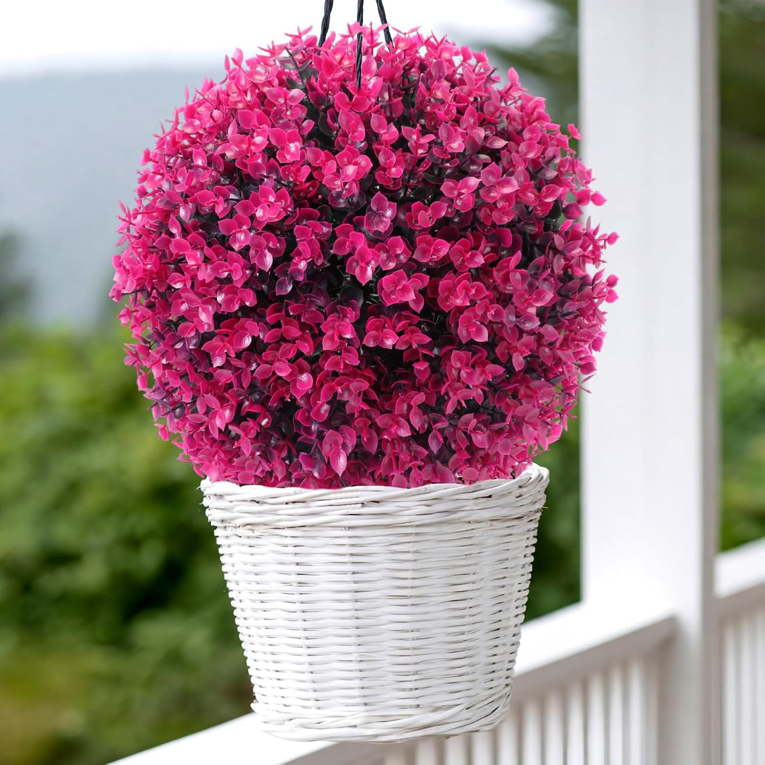 12″ Rose Red Artificial Topiary Balls – 2 Pcs Decorative Garden Spheres