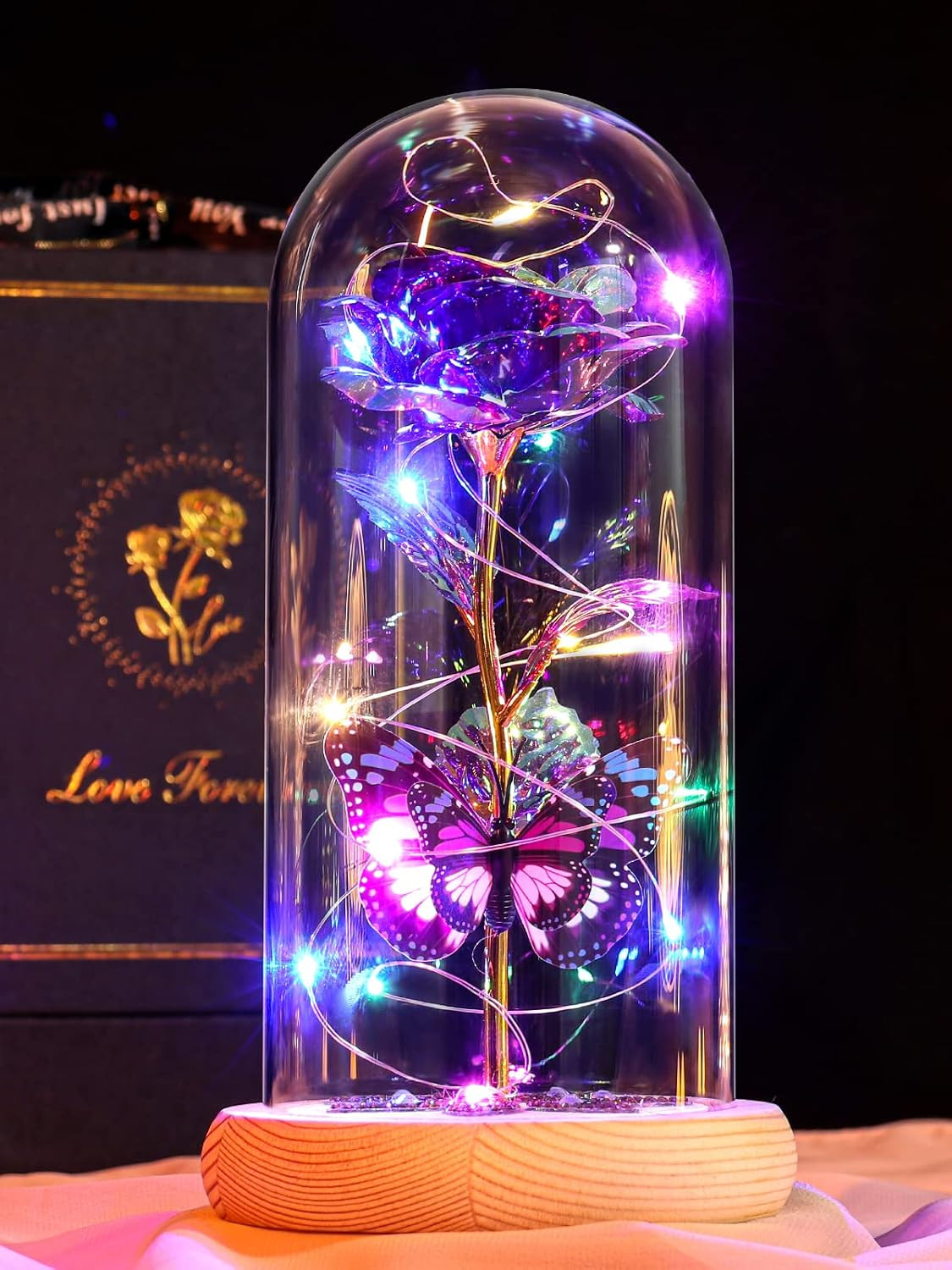 Beferr Birthday Gifts for Women Galaxy Glass Rose Forever Preserved Flowers