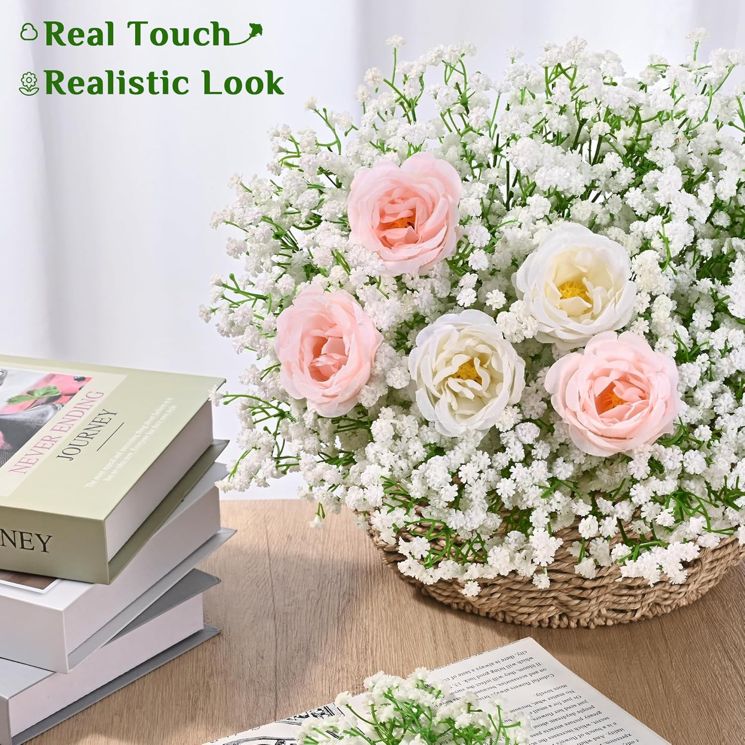108 Pcs White Artificial Baby’s Breath Flowers for Wedding & Home Decor