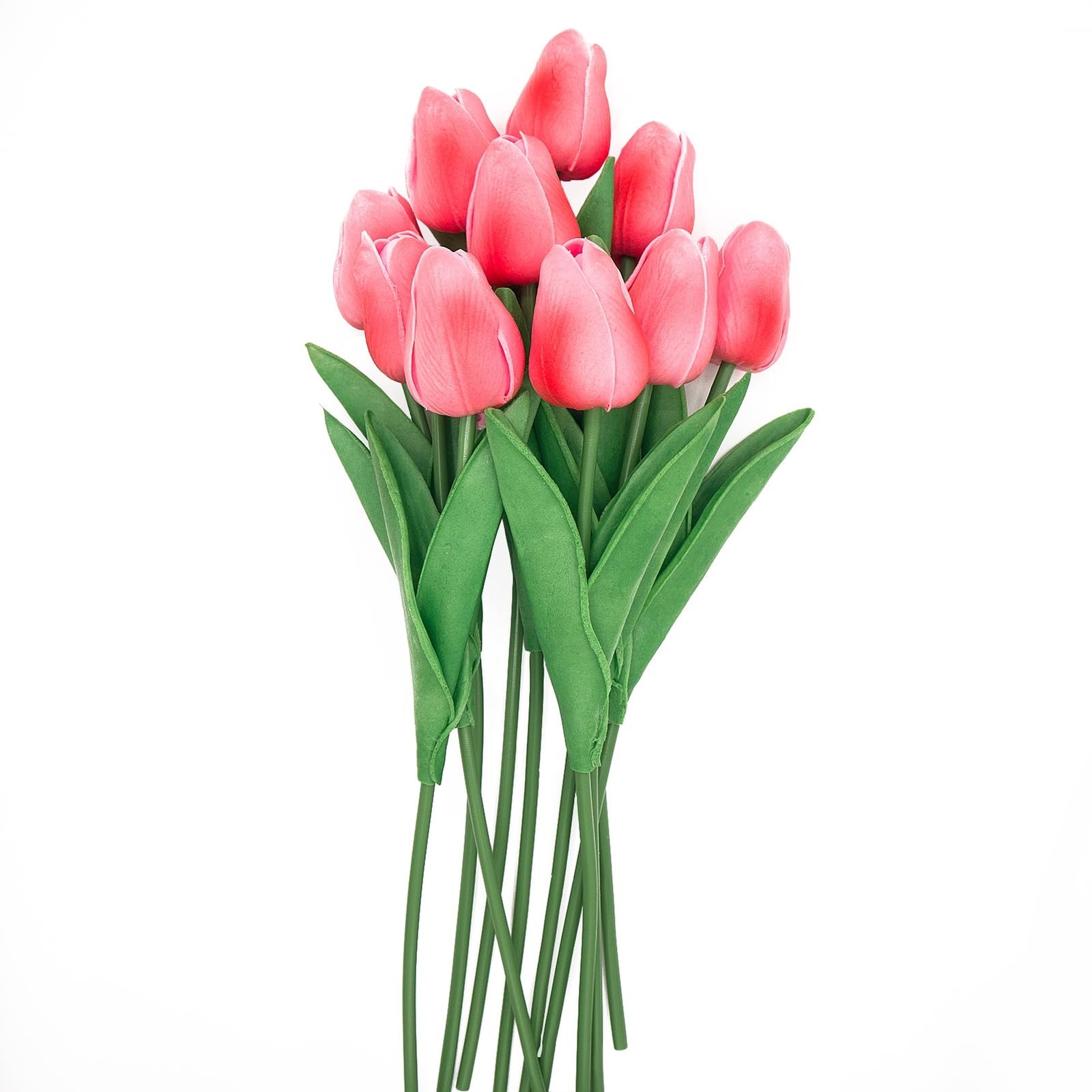 10 PCS Pink Artificial Fake Tulips 13 Inch Real Touch PU Flower Home Decor