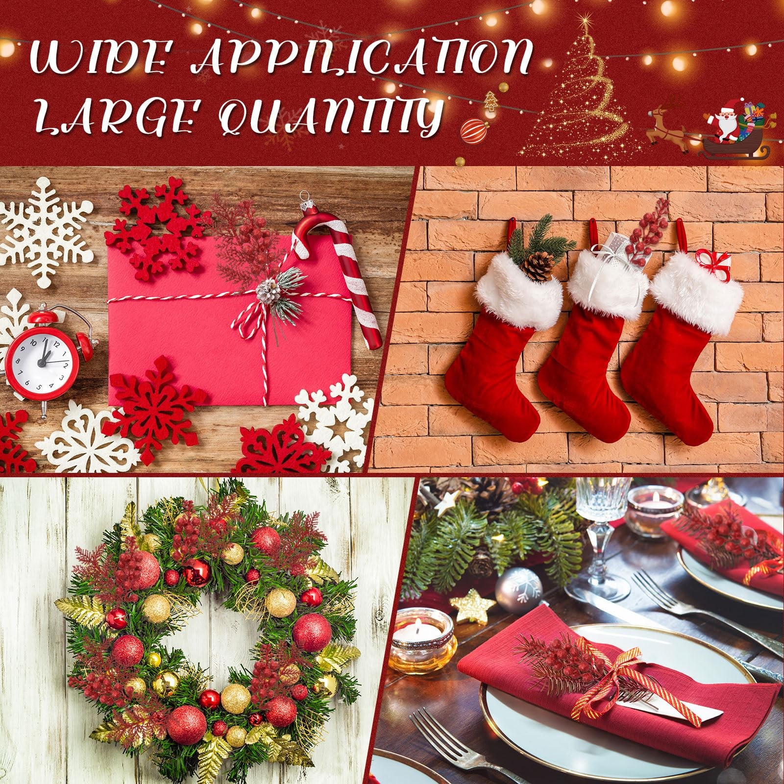 40 Pieces Christmas Tree Decorations Include 20 Glitter Berries Stems and 20 …