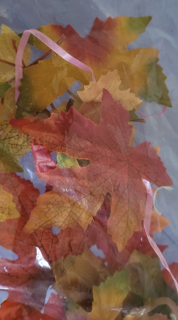 Lot of Fake Fall Leaves Yellow Red Green Veins Decorative Holiday Thanksgiving