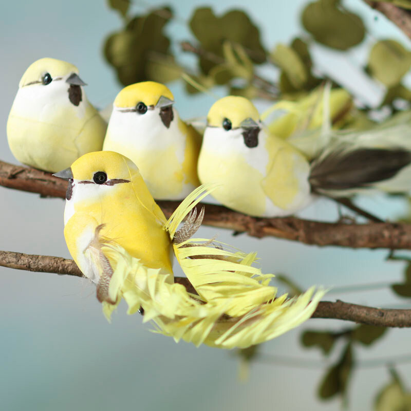 Pack of 12 Colorful Yellow Ombre Faded 5″ Artificial Mushroom Birds