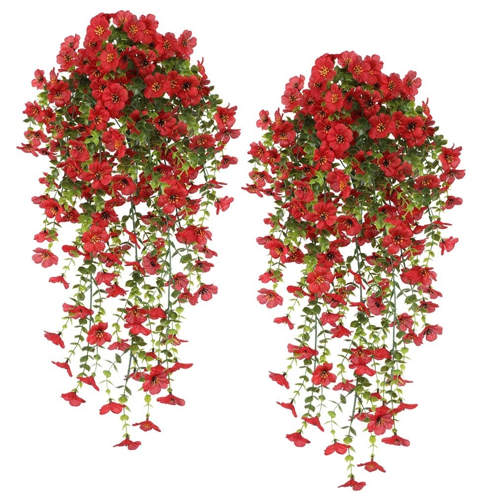 76cm Artificial Eucalyptus Vine with Violet Silk Flowers for Outdoor Decoration
