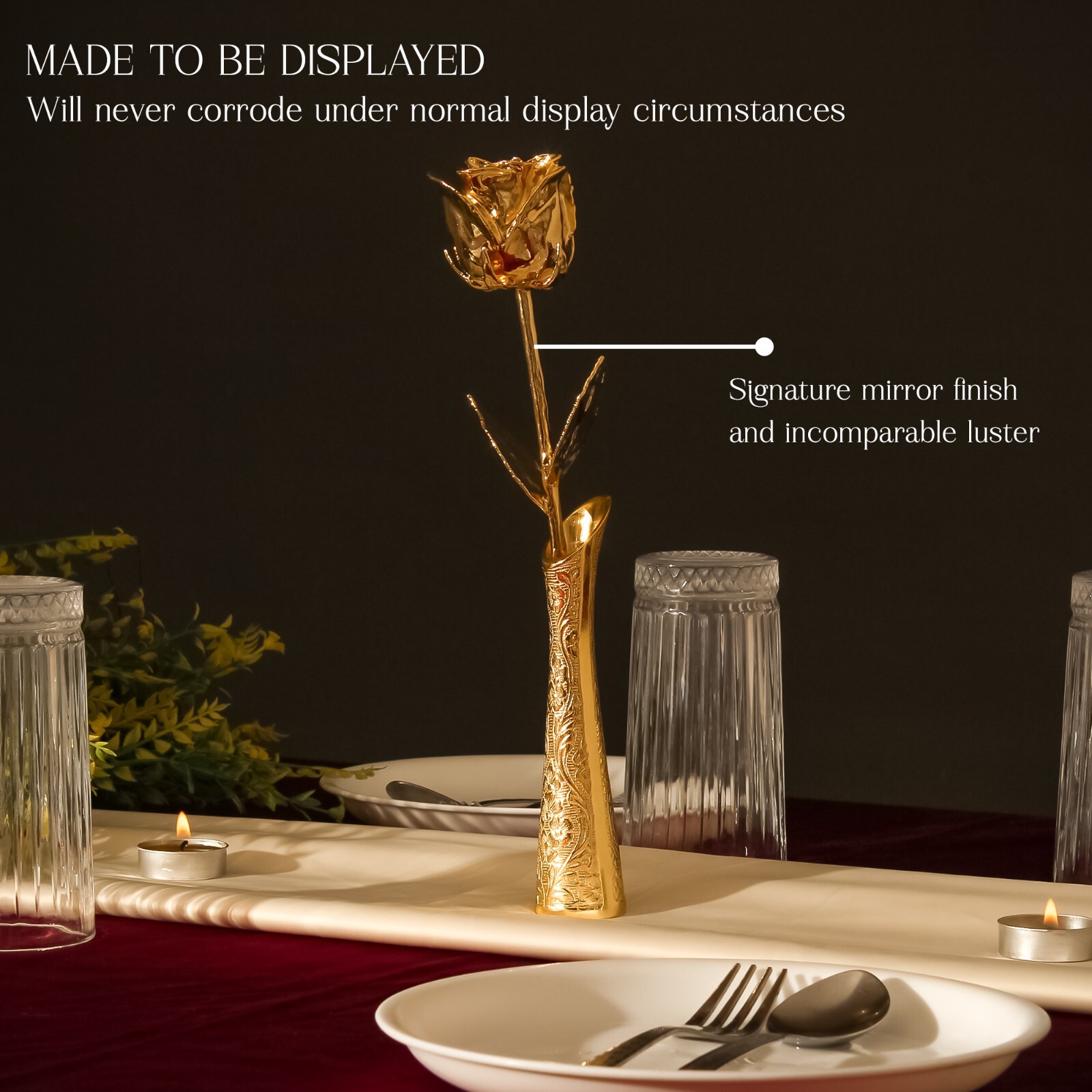 Gold Rose with Box – Handcrafted Rose Dipped in 24-K Gold, Valentine’s gift