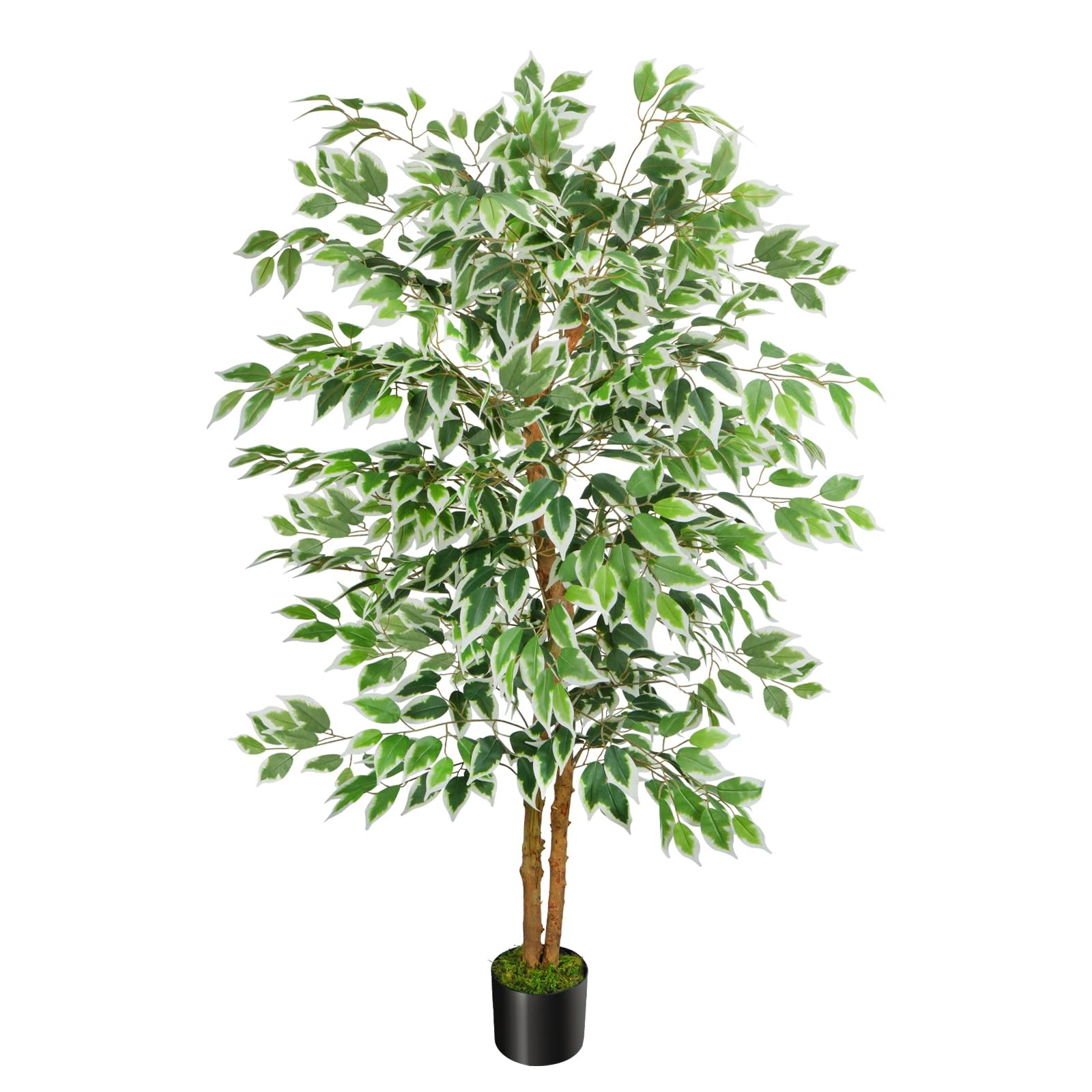 5ft Ficus Tree Artificial, Tall Fake Tree with Natural Trunk Faux Trees Indoo…