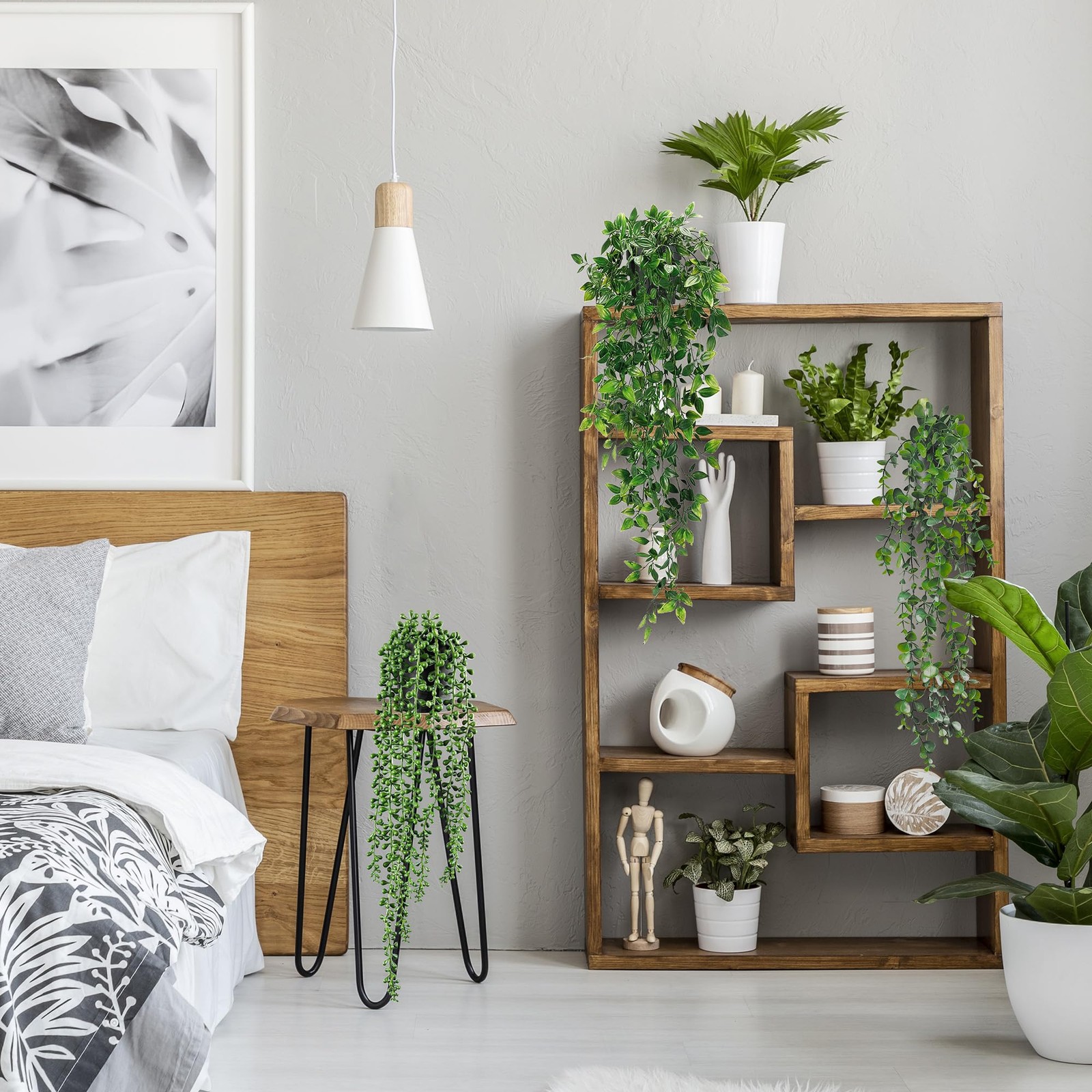 Artificial Hanging Plants Vine, Fake Potted Greenery Faux Eucalyptus, Mandala…
