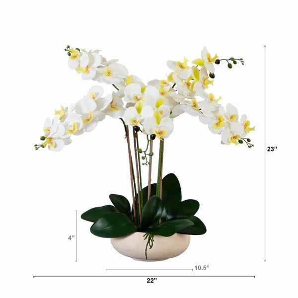 23” Artificial Phalaenopsis Orchid Arrangement in Ceramic Planter (Real Touch)