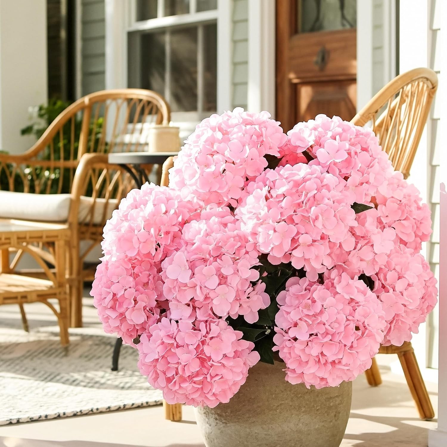 6 Bundles Hydrangea Artificial Flowers Outdoors & Indoor Bulk 30 Heads UV