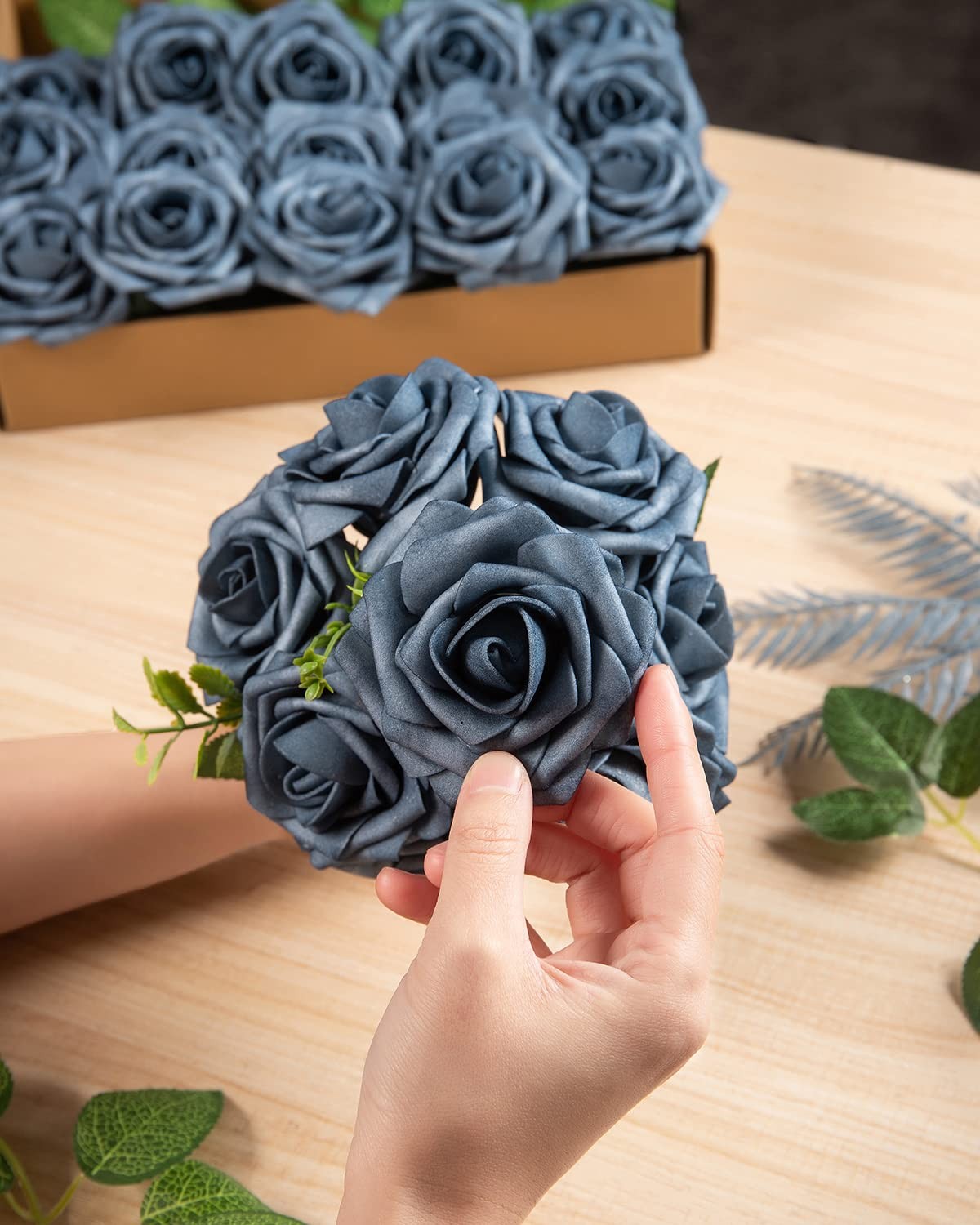 25Pcs Artificial Roses Flowers Fake Roses with Stems Real Touch Foam Flowers …