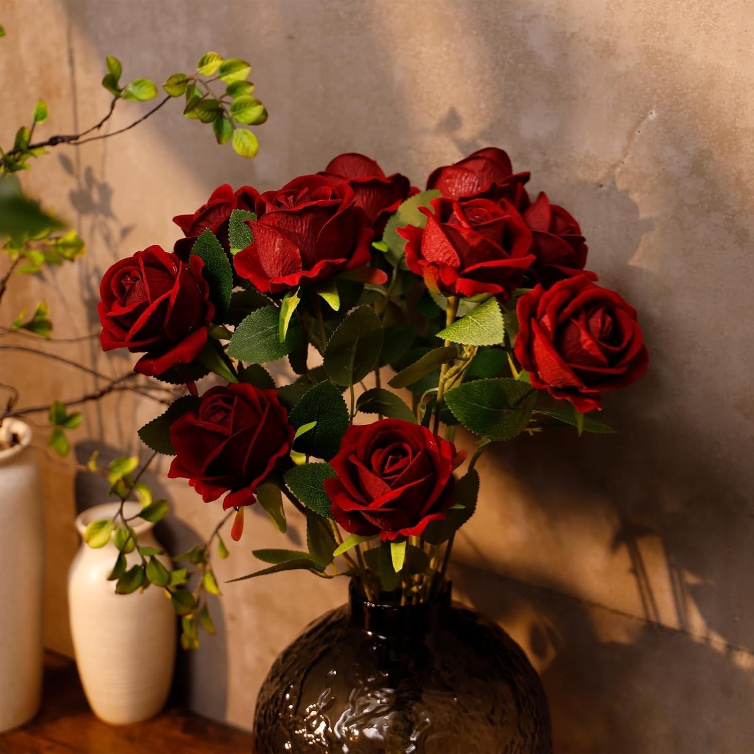 12 Pcs Silk Rose Flowers with Long Stems for Elegant Decor