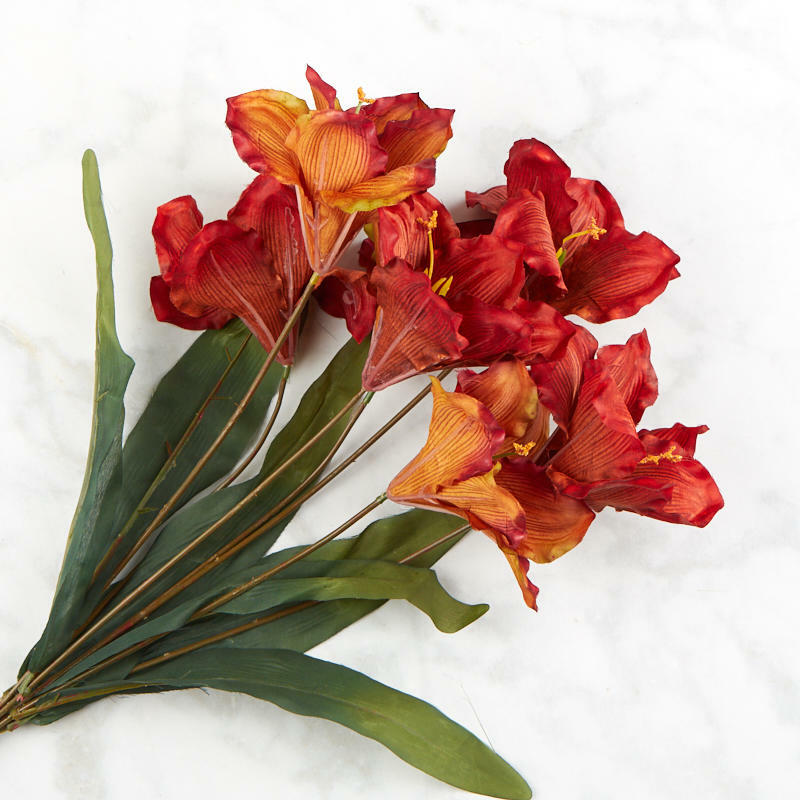 Group of 2 Rusty Brown Artificial Amaryllis 22″ Floral Bushes