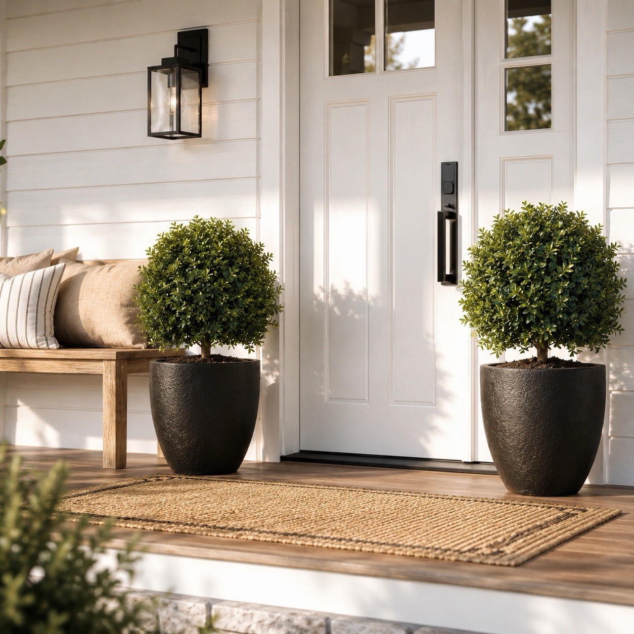 27” UV Artificial Boxwood Topiary with Integrated Ground Stake Indoor/Outdoor