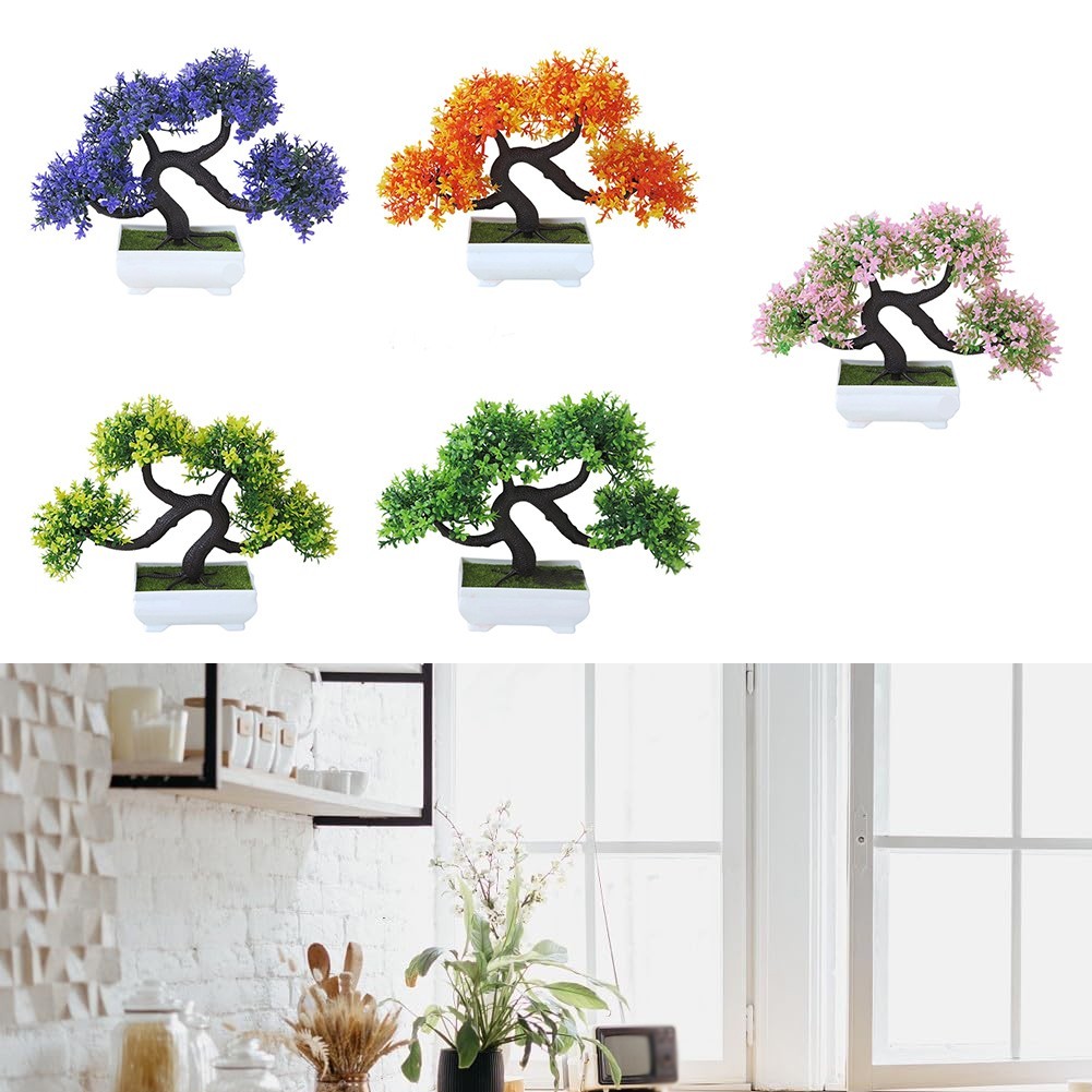 Plastic Artificial Bonsai Pine Plant for Office Living Room Decor 25x25x11cm