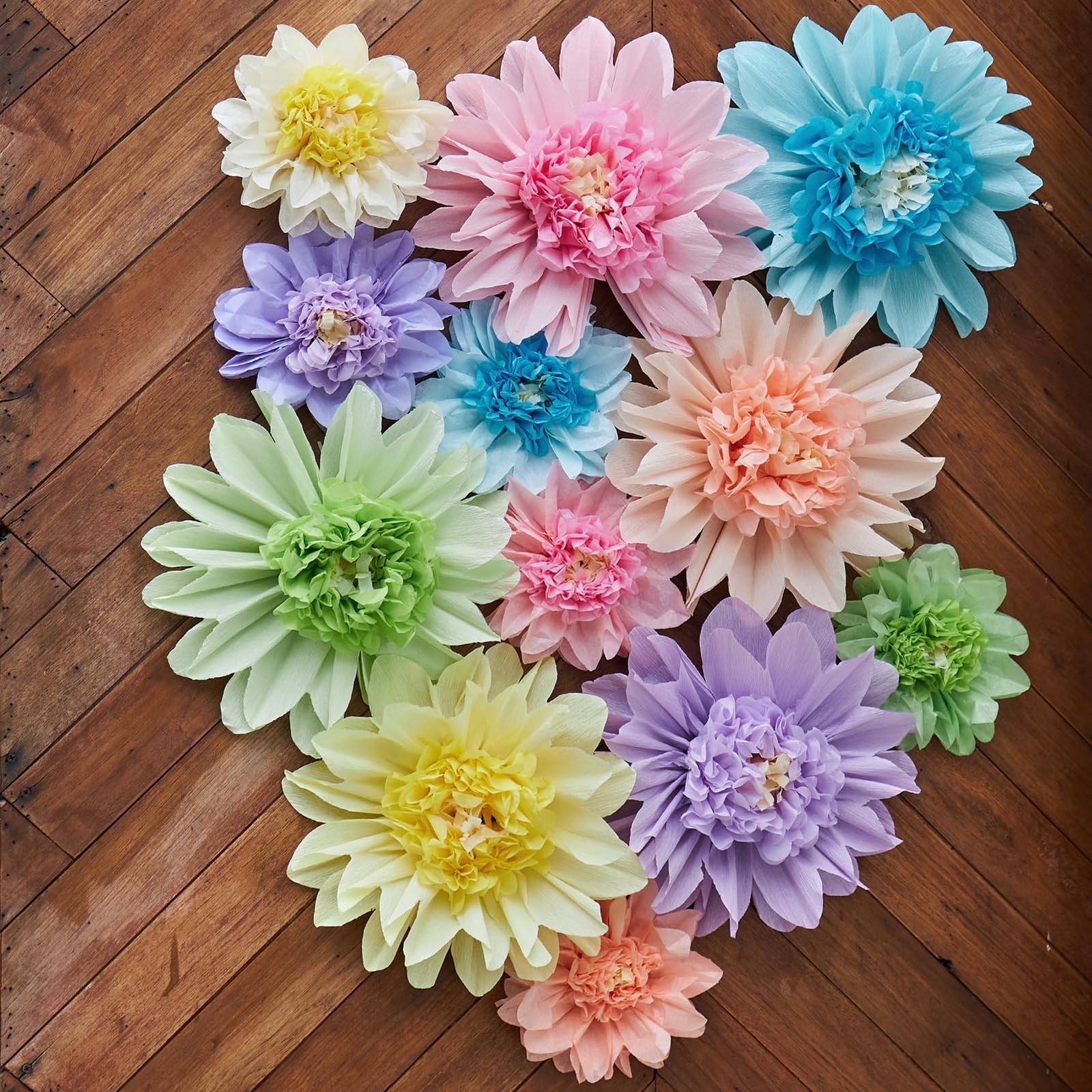 Pastel Paper Flowers, 12 Pcs Paper Flowers Decorations for Pastel Party Decor…