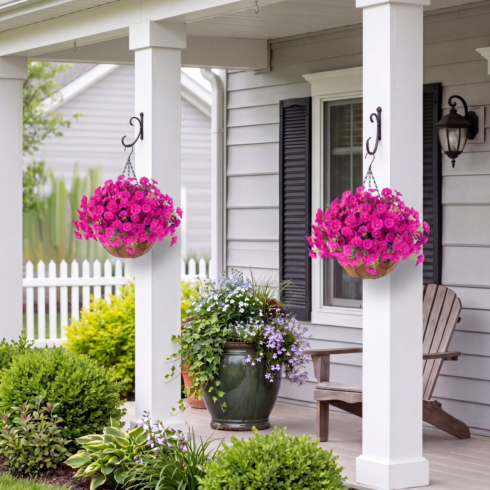 Artificial Flowers for Outdoors with Baskets Hanging Plant Faux Flowers UV Re…