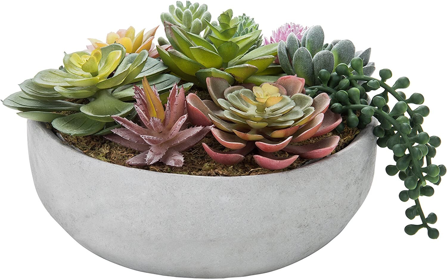 8-Inch Decorative Artificial Succulent Plant Arrangement in Concrete Gray Pot