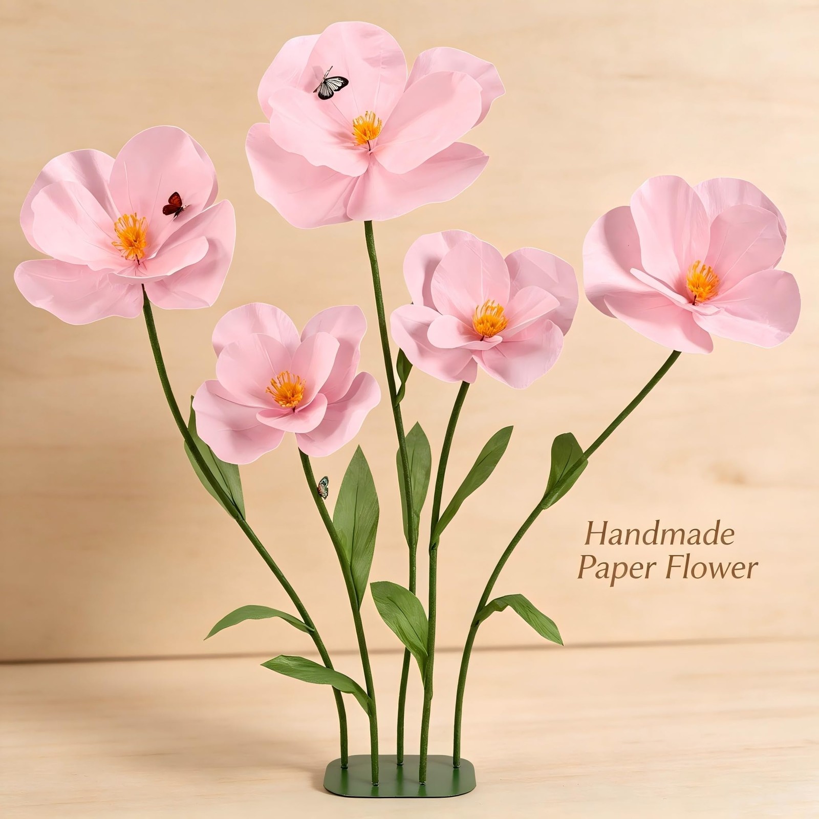 5 PCS Giant Flowers for Decoration with Stand 5.9 Ft Large Artificial Poppy
