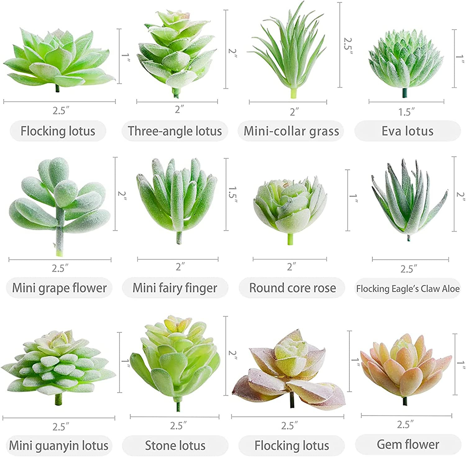 Happyhapi 12 Pcs Artificial Succulents Mini Fake Plants Unpotted Faux Succule…
