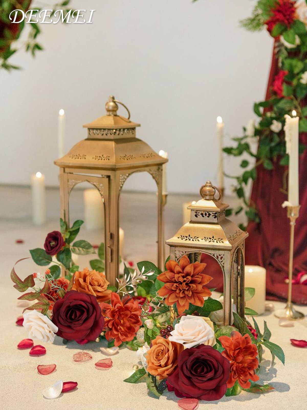 Artificial Flowers Combo Box Set Fall Fake Flowers Silk Mix Roses Peonies wit…