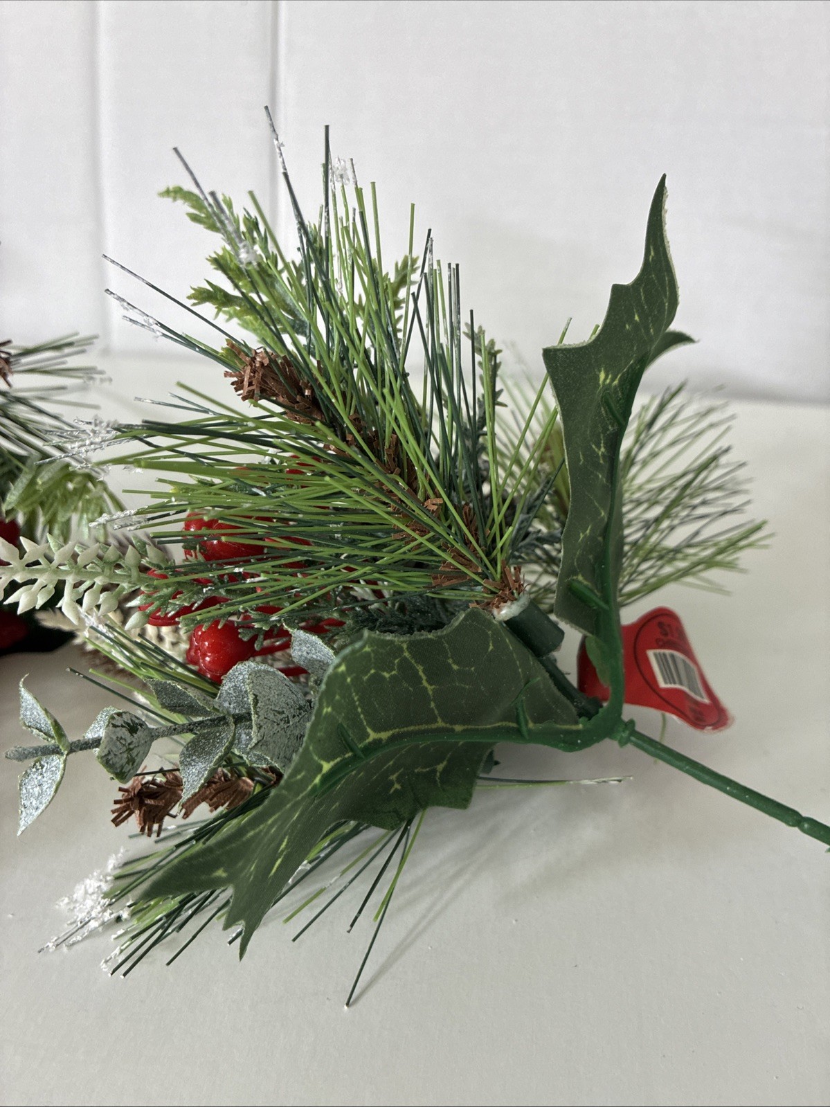 Hobby Lobby Christmas Picks Set Of 2 Red Green White Brown Pine Comes Holly 8”