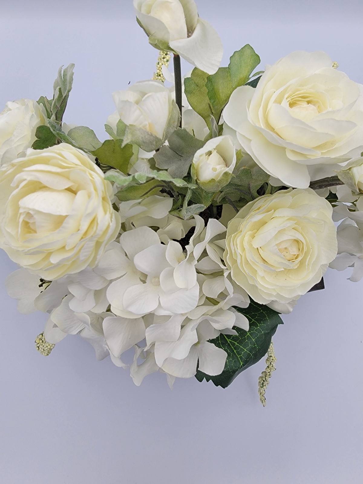 Faux Flowers Cream Peonies, Hydrangeas, Roses Ivy, Wood Box