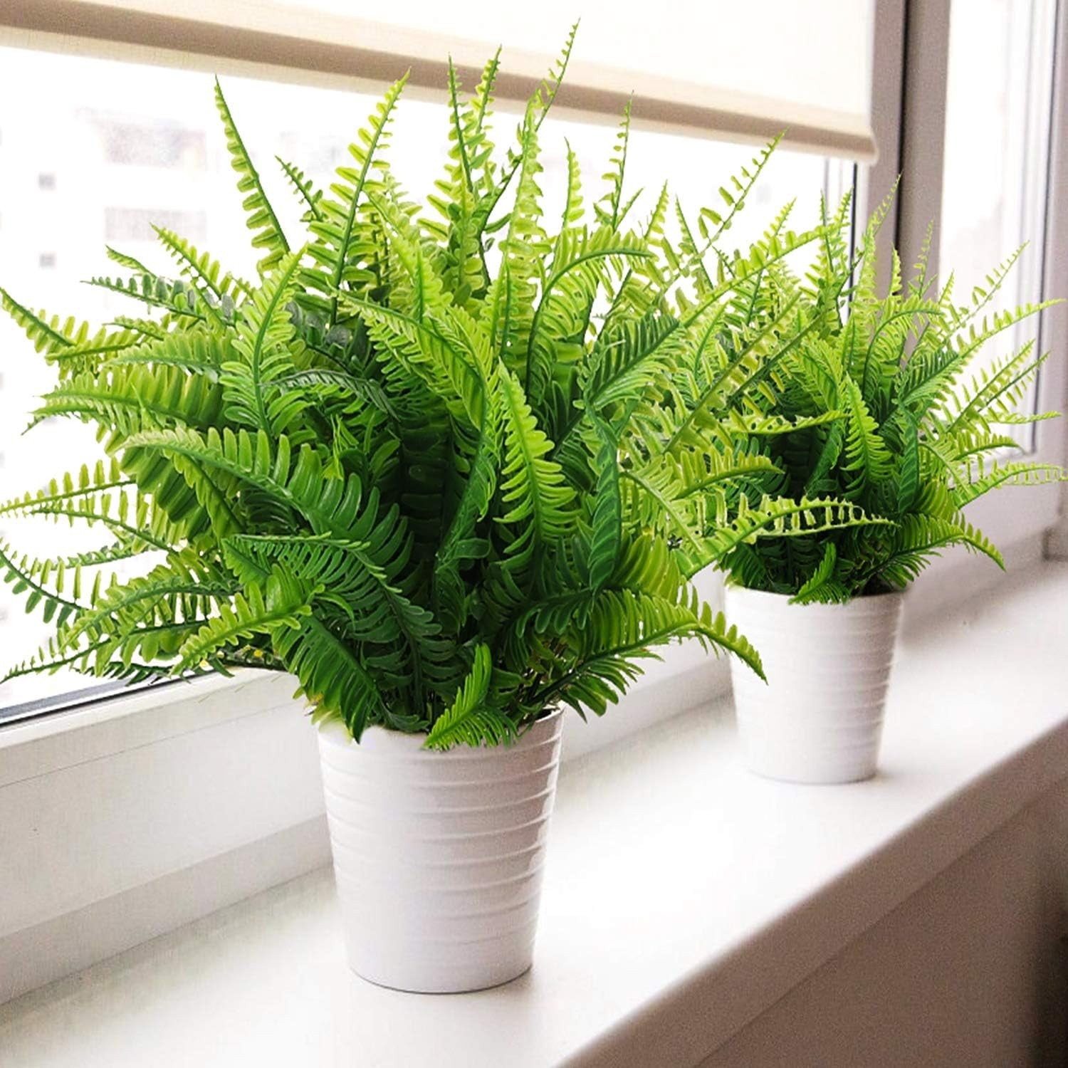 Pack of 4 UV Resistant Artificial Boston Ferns – No Maintenance Indoor/Outdoo…