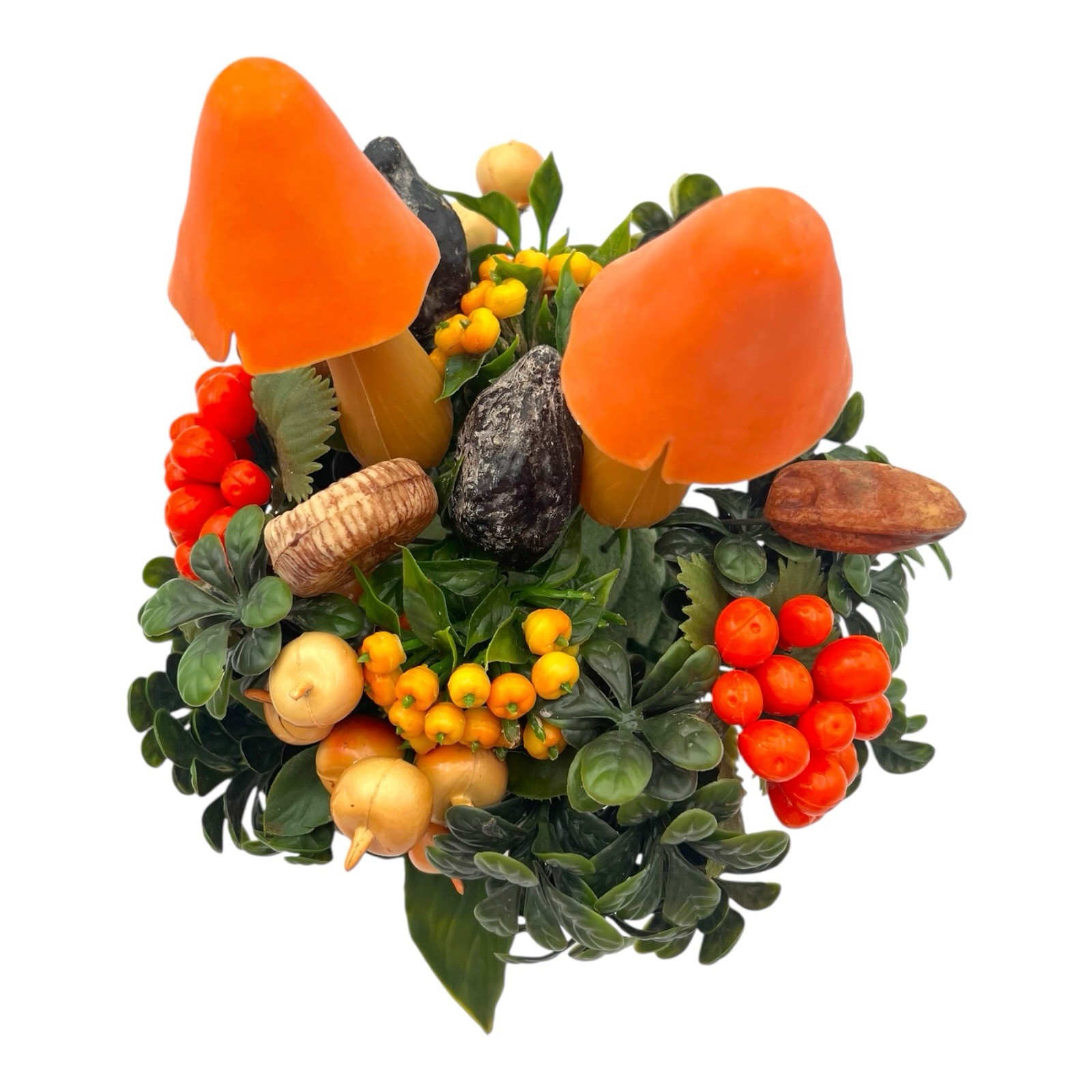 VTG 1970s Kim Originals USA Plastic FLORAL ARRANGEMENT Florentine Bowl MUSHROOMS
