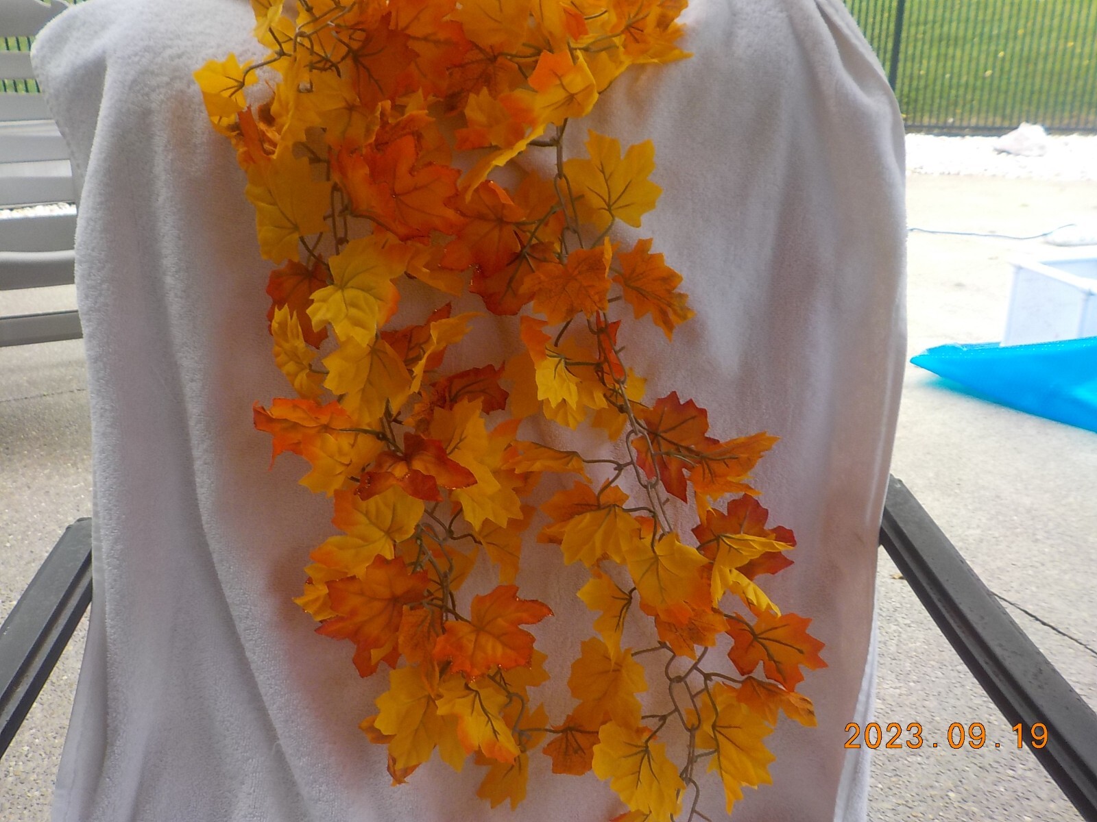 Fall Thanksgiving artificial centerpiece Floral arrangement plus leaf garland