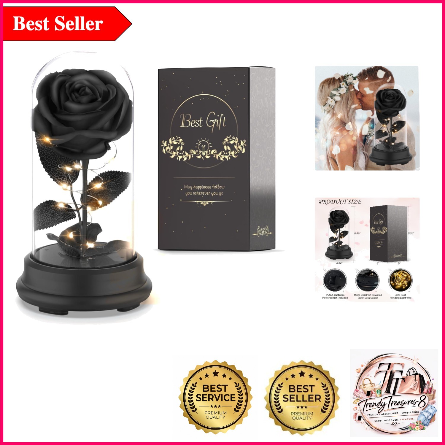 Eternal Black Rose Light Dome – Symbol of Lasting Love & Beauty