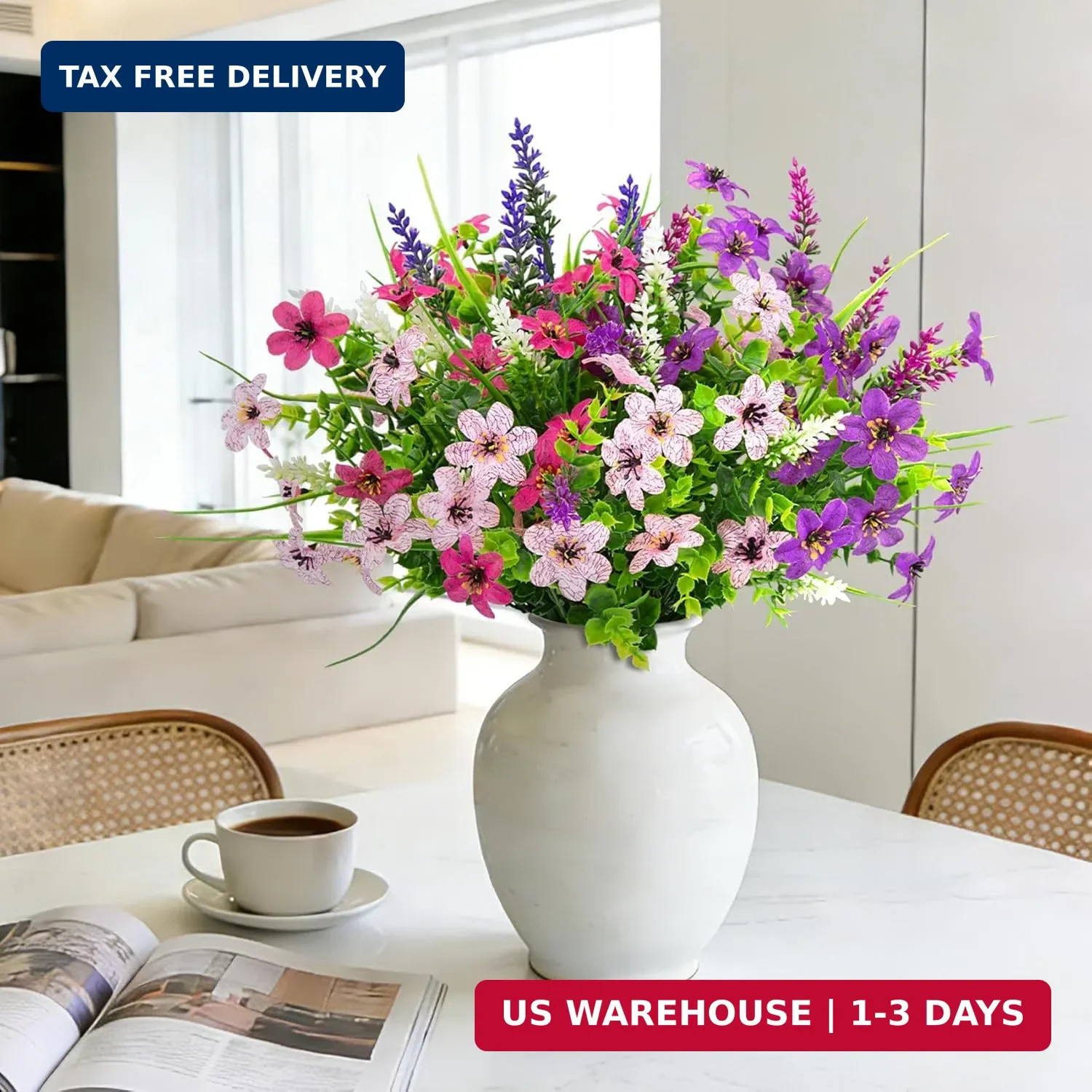 Roberly 24 Bundles Artificial Flowers for Outdoors, UV Resistant Colorful Fake L