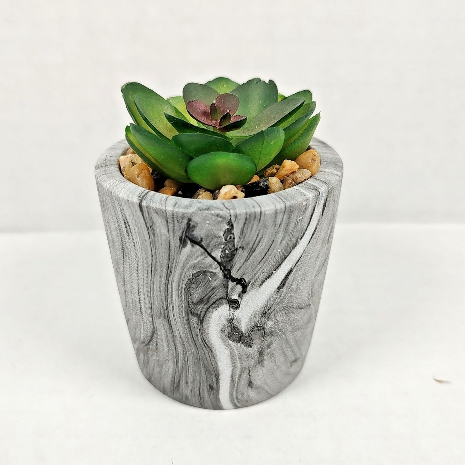 Mini Potted Plant Artificial Succulent Faux Marble 3.5″ x 3″ Mountain Crest