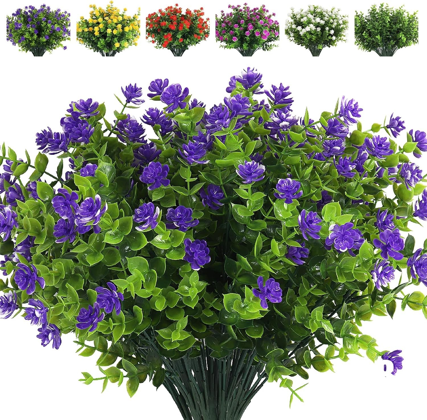 Vibrant 8-Branch Purple Eucalyptus Flowers – Carefree Indoor/Outdoor Use