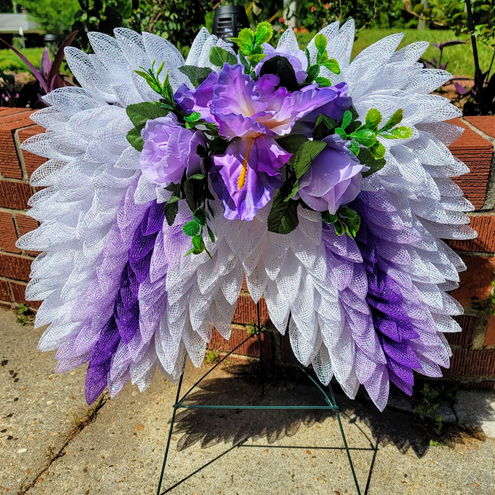 wreaths for front door, angel wings, choose your color, funeral wreath, wreath
