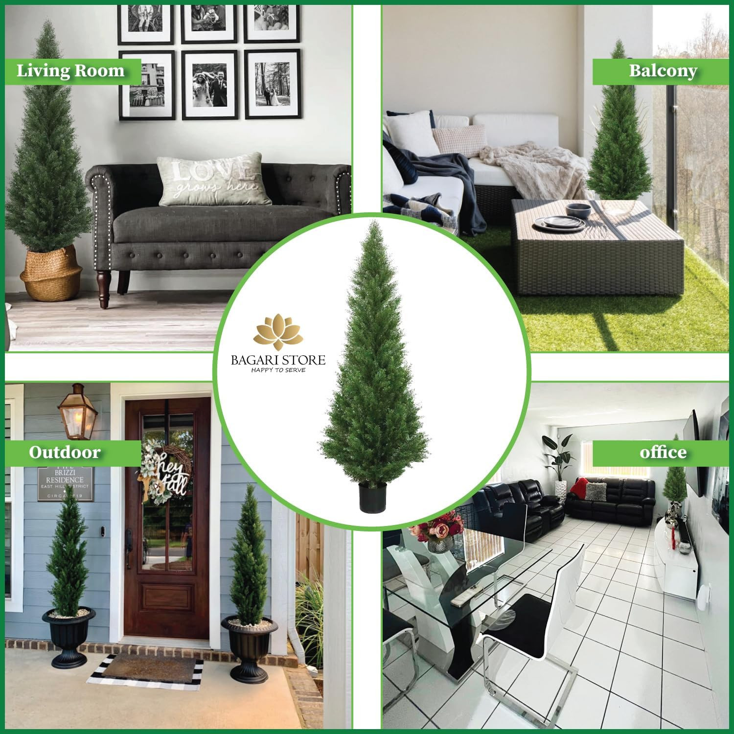 4ft Artificial Cedar Topiary Trees – Potted Indoor/Outdoor Decor (Set of 2)