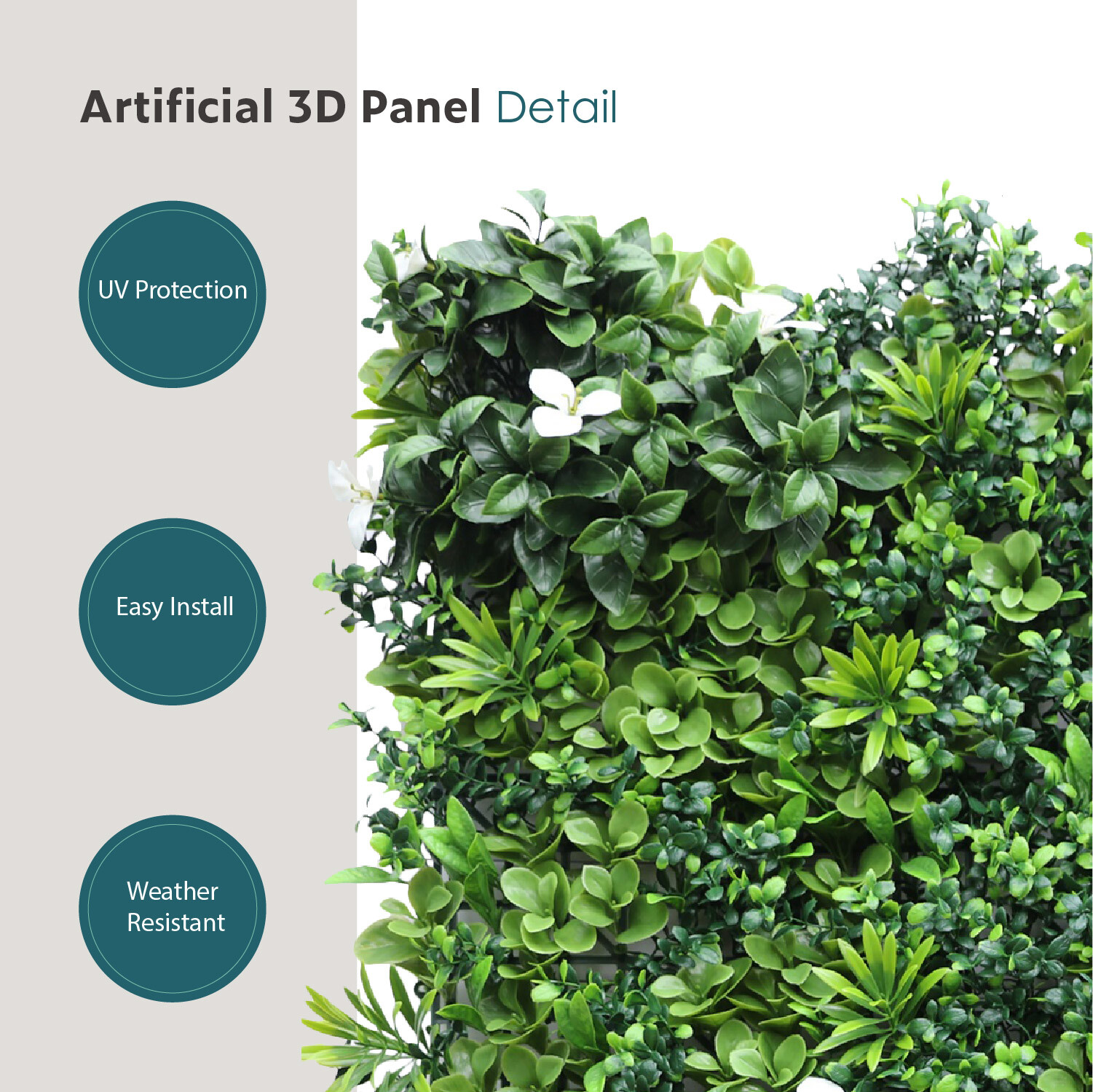 40″x 40″ Artificial 3D Faux Ivy Fence Mixed Panel Mat Wall Fence Hedge Decor #02
