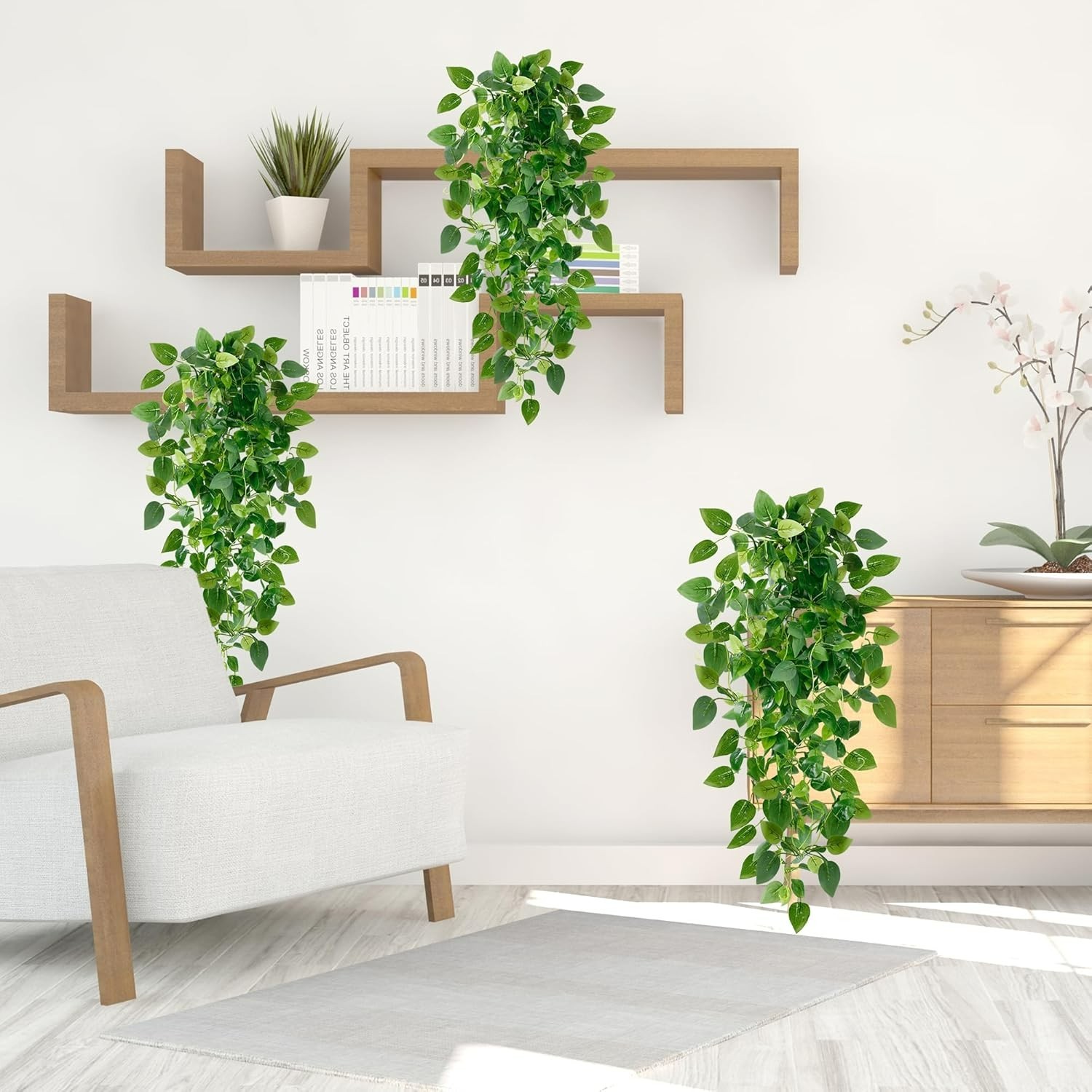 Realistic Faux Ivy Hanging Plants – Set of 2 for Indoor Outdoor Decor