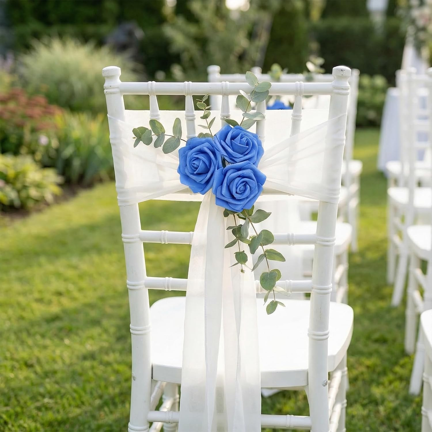 50 PCS Dark Blue Foam Rose Stemless Artificial Flower Head Bulk 2.75in Mini Fake