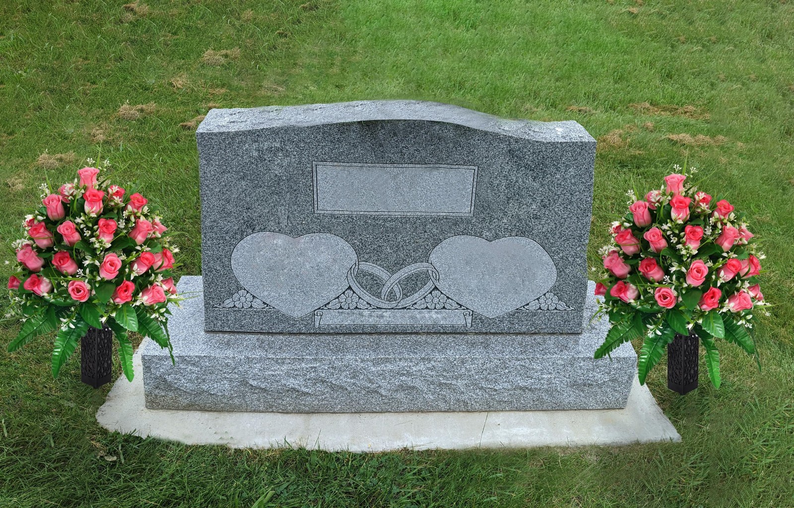 2 Sets Pink Artificial Cemetery Flowers – Realistic Roses for Grave Decor, Non-B