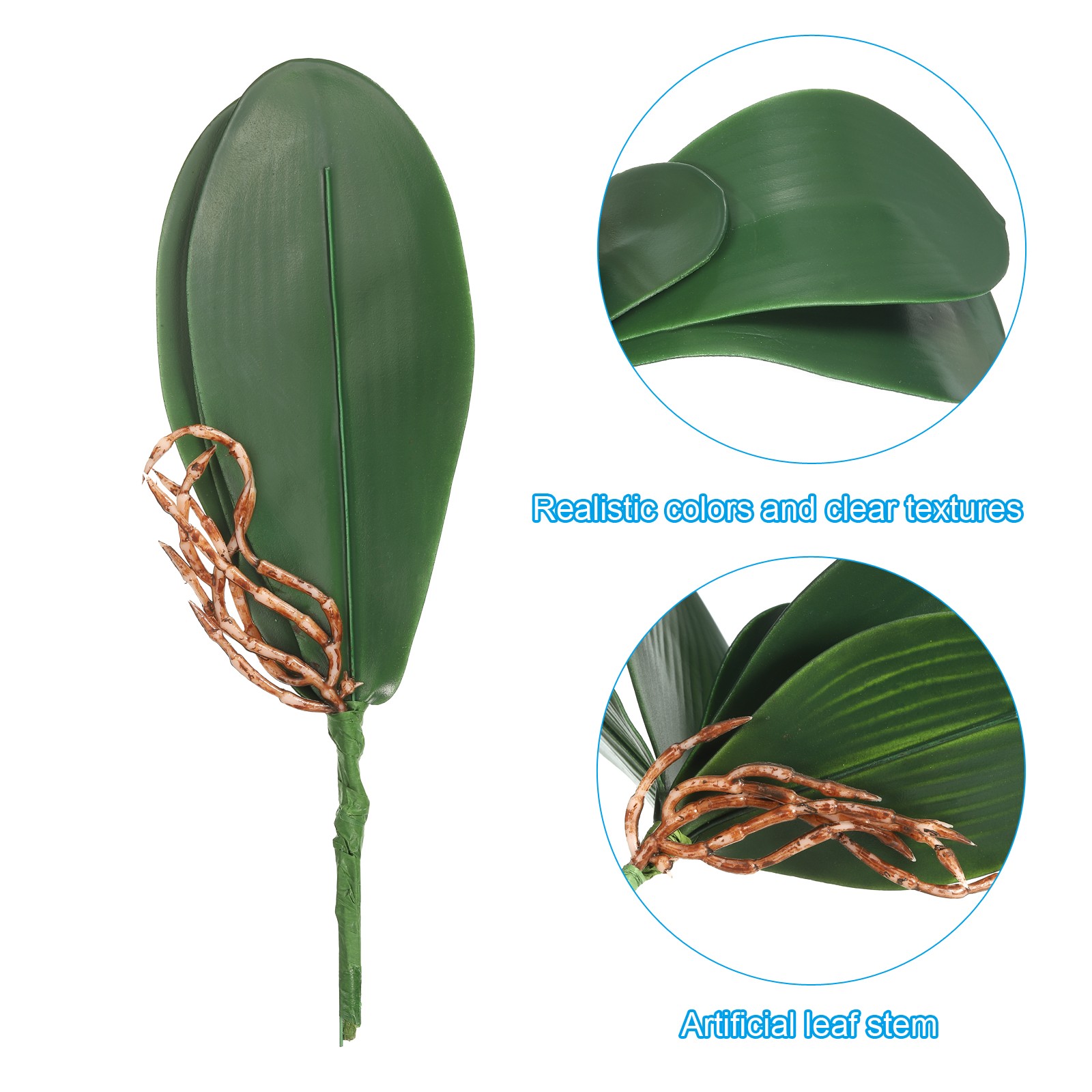 3 Pcs 10.43 Inch Faux Orchid Leaves 5 Petals Artificial Leaf with Stems